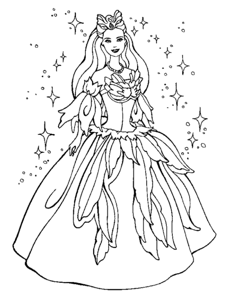 barbie doll princess coloring pages