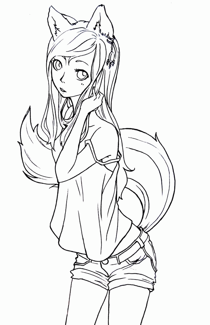 Free Anime Fox Girl Cute Coloring Pages, Download Free Clip Art, Free