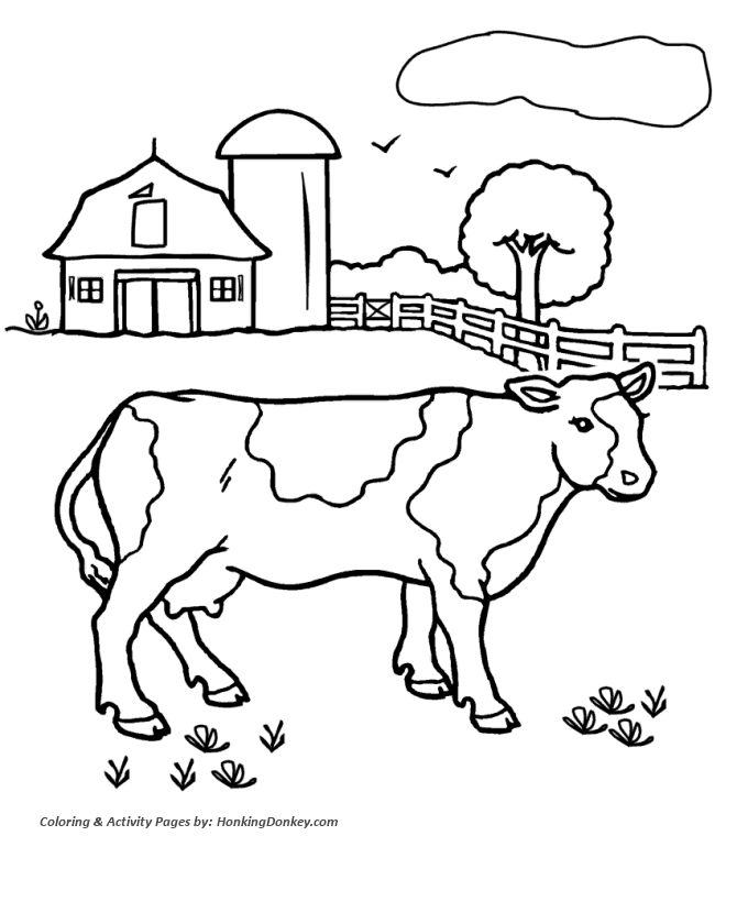 Cow Coloring Pages | Printable farm cow coloring page 