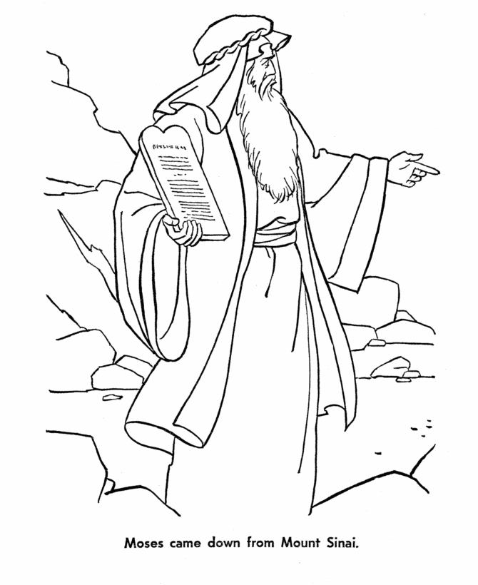 Bible Story characters Coloring Page Sheets - Moses and the Ten