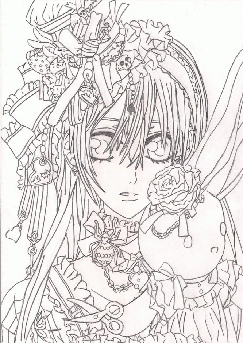 detailed anime coloring pages   Clip Art Library