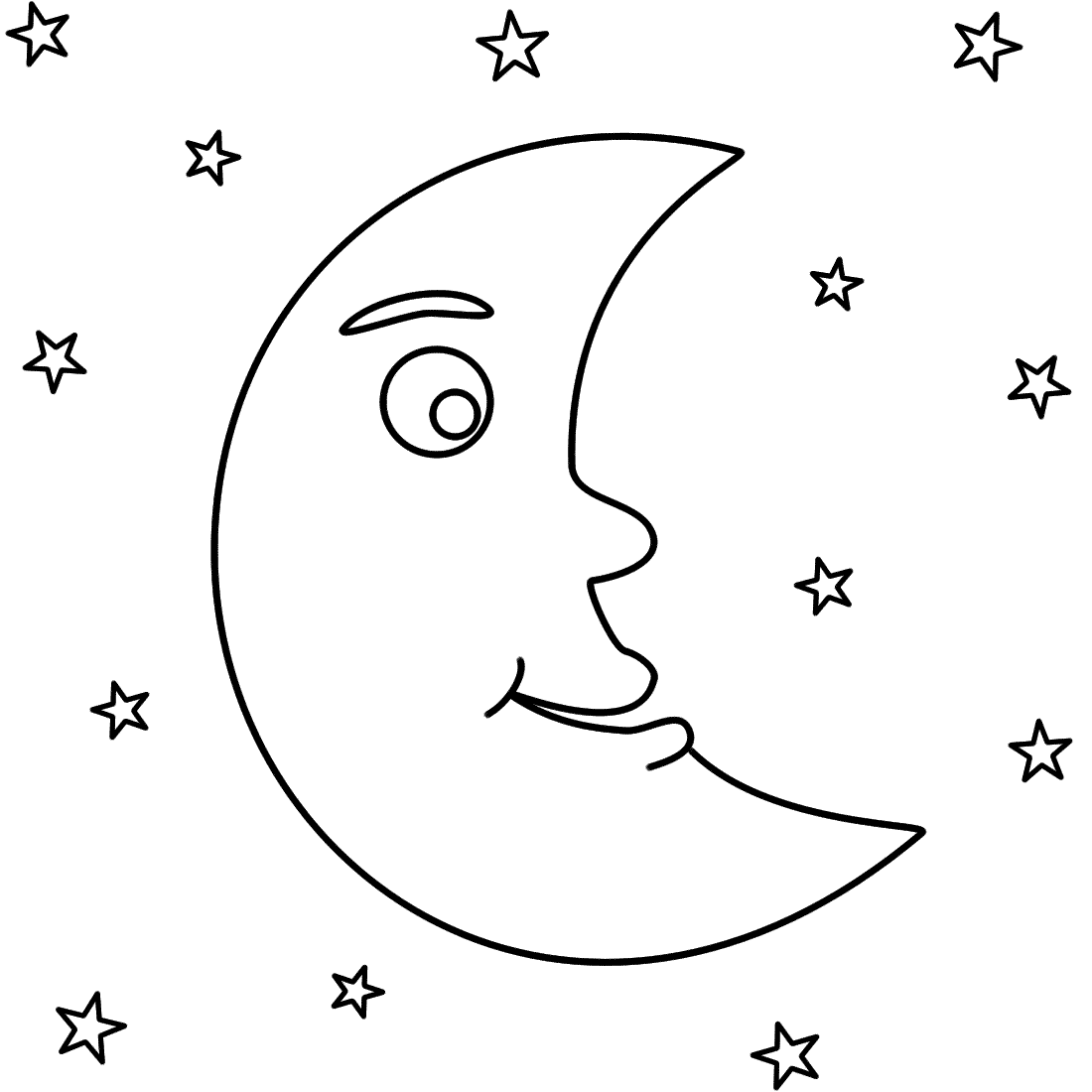 Free Moon And Stars Coloring Pages Printable, Download Free Moon And