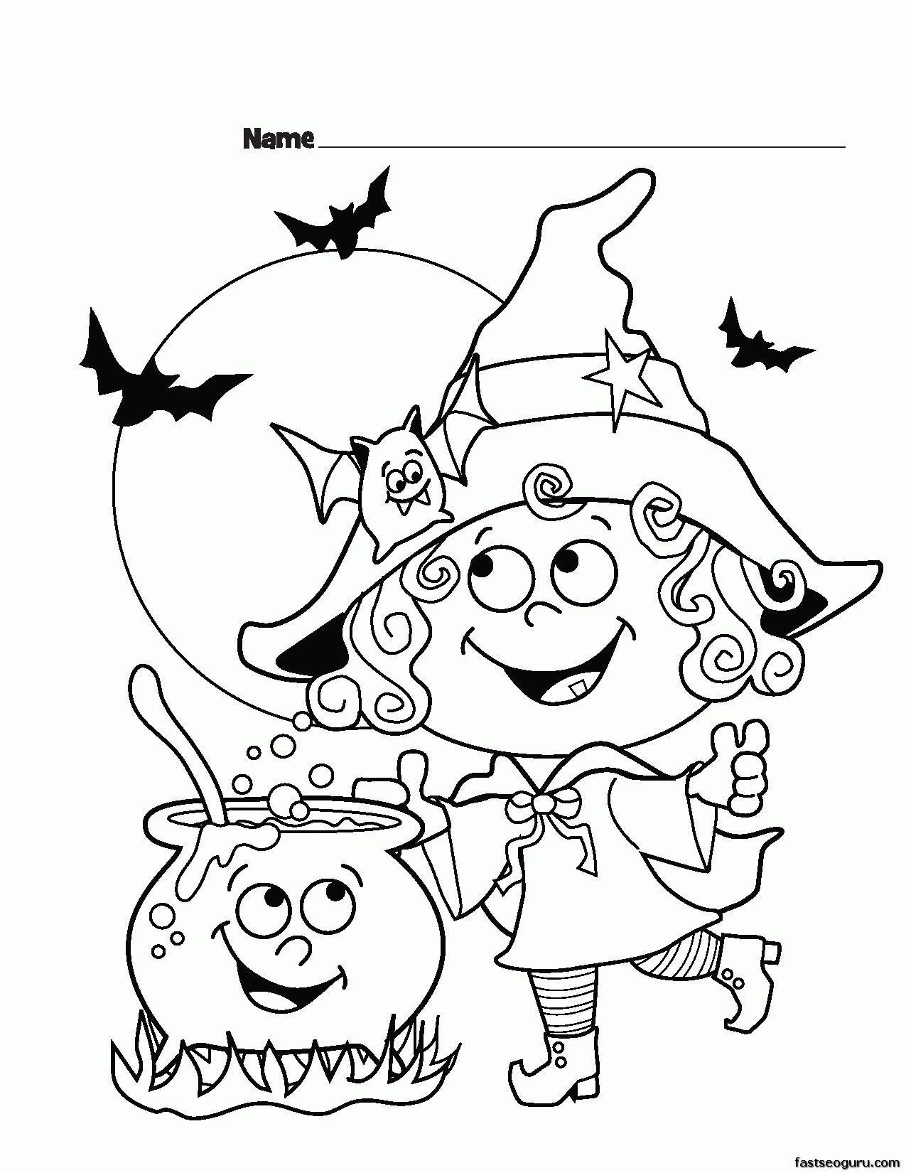 Kids Best Halloween Witch Printable Coloring Pages