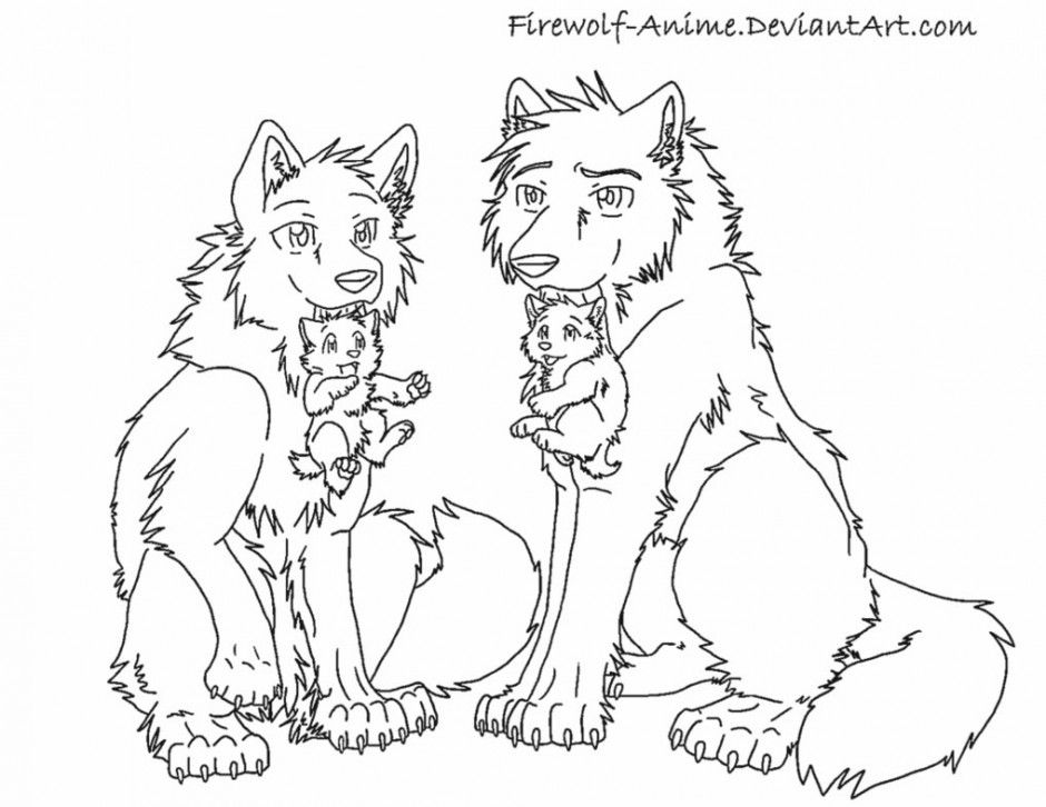 Free Anime Wolf Pack Coloring Pages, Download Free Anime Wolf Pack