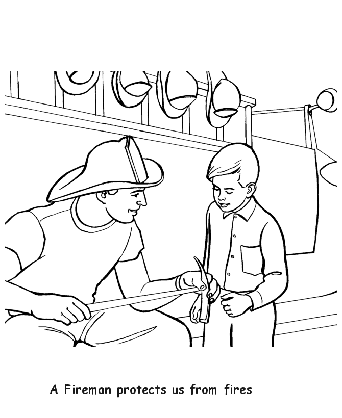 Labor Day Coloring Pages - Fireman 