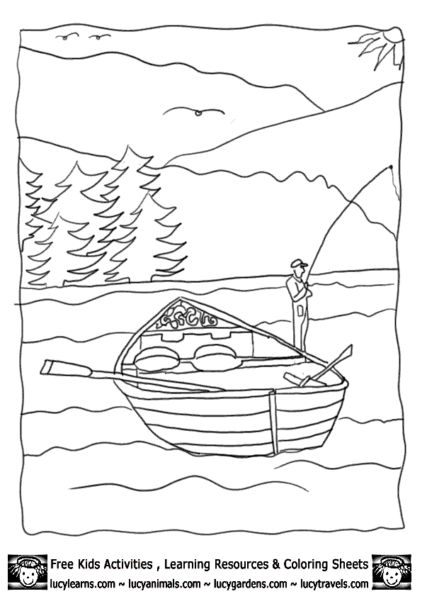 Fishing on Boat Coloring Sheet Collection,Lucys Boat Coloring