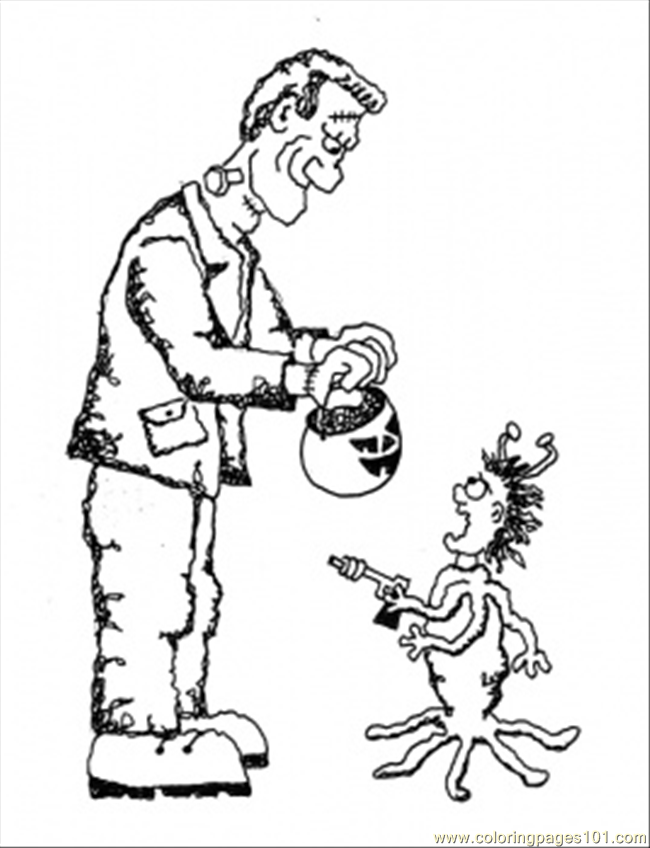 Coloring Pages Frankenstein With Pumpkin (Education  Literature