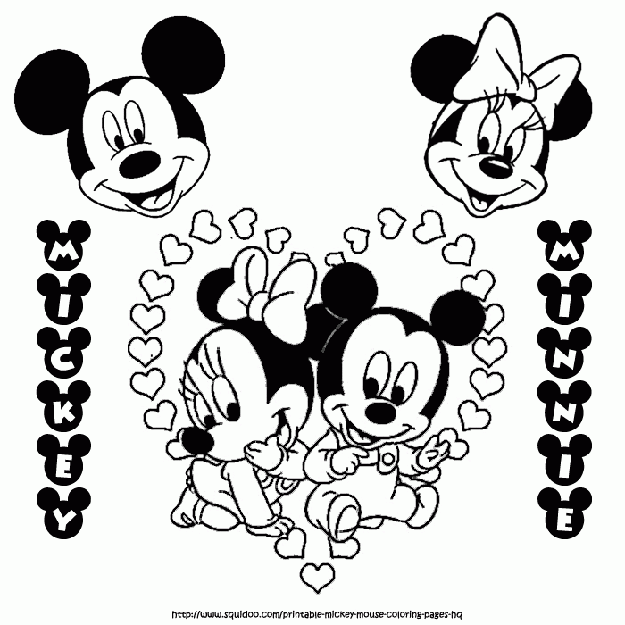 Mickey And Minnie Coloring Page : Printable Coloring Book Sheet