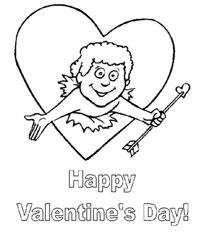 Valentines Day Cards Coloring Pages - Cupid with an Arrow