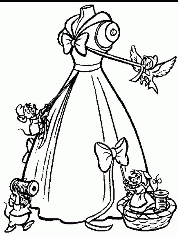 Cinderella in Wedding Dress Coloring Page | Kids Coloring Page