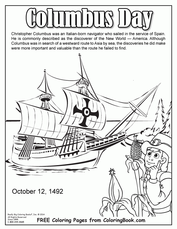 Coloring Books | Columbus Day Free Online Coloring Page