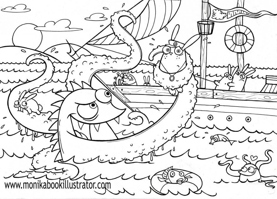 Sea Monster Coloring Pages | Coloring Pages For Adults Coloring