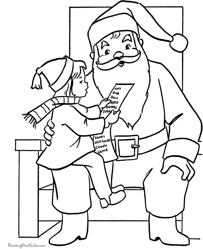 Santa Claus Coloring Pages - Sitting on Santas Lap!
