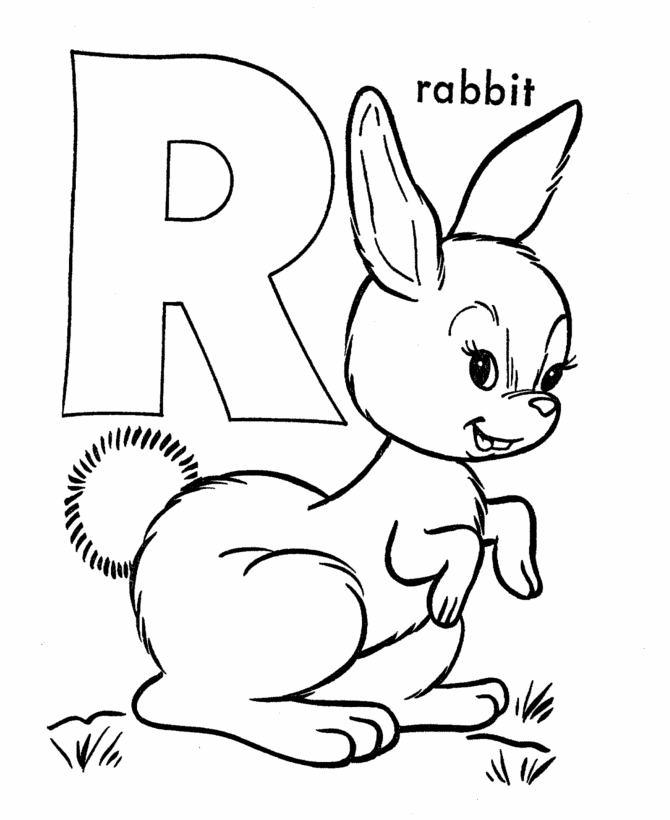 Letter R (Rabbit) coloring pages