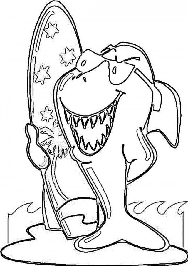 Surfing Coloring Pages Surfing Shark Picture Coloring