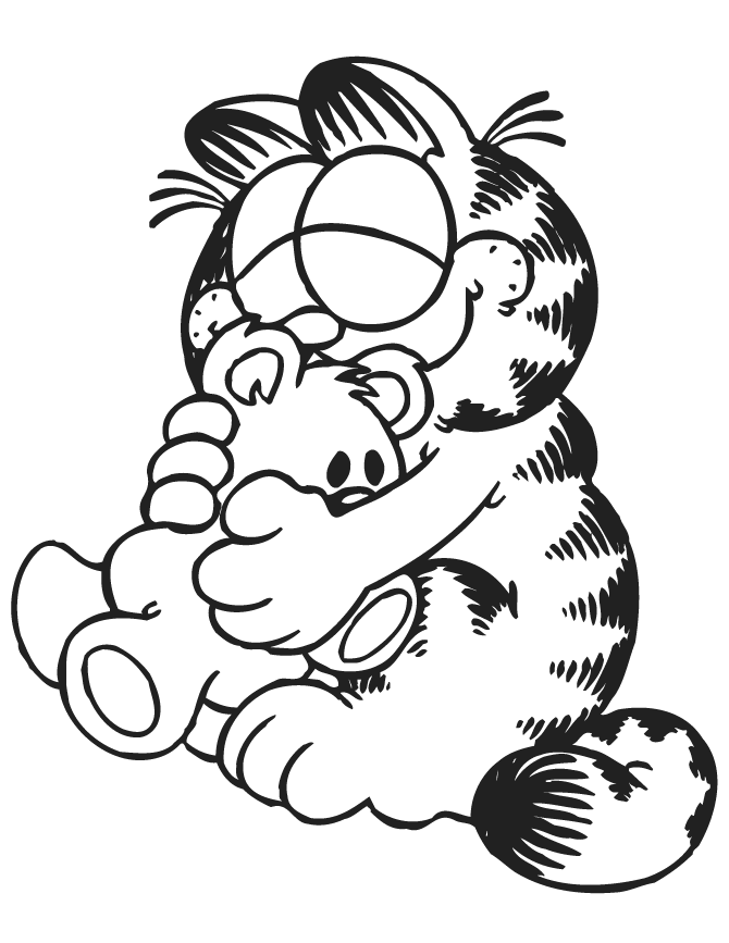 Jim Davis Scared Garfield Coloring Page | Free Printable Coloring