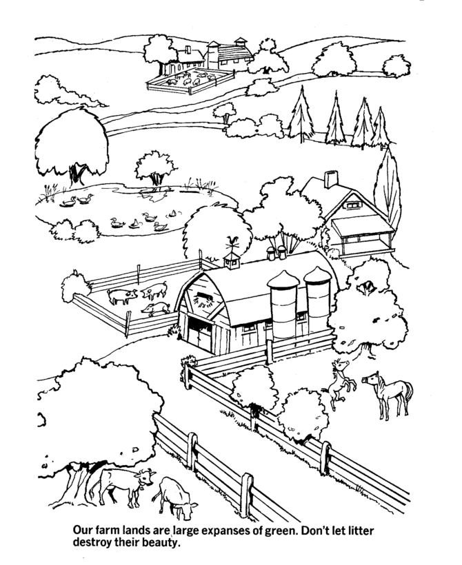 Earth Day Coloring Pages - Ecology Protects land, trees