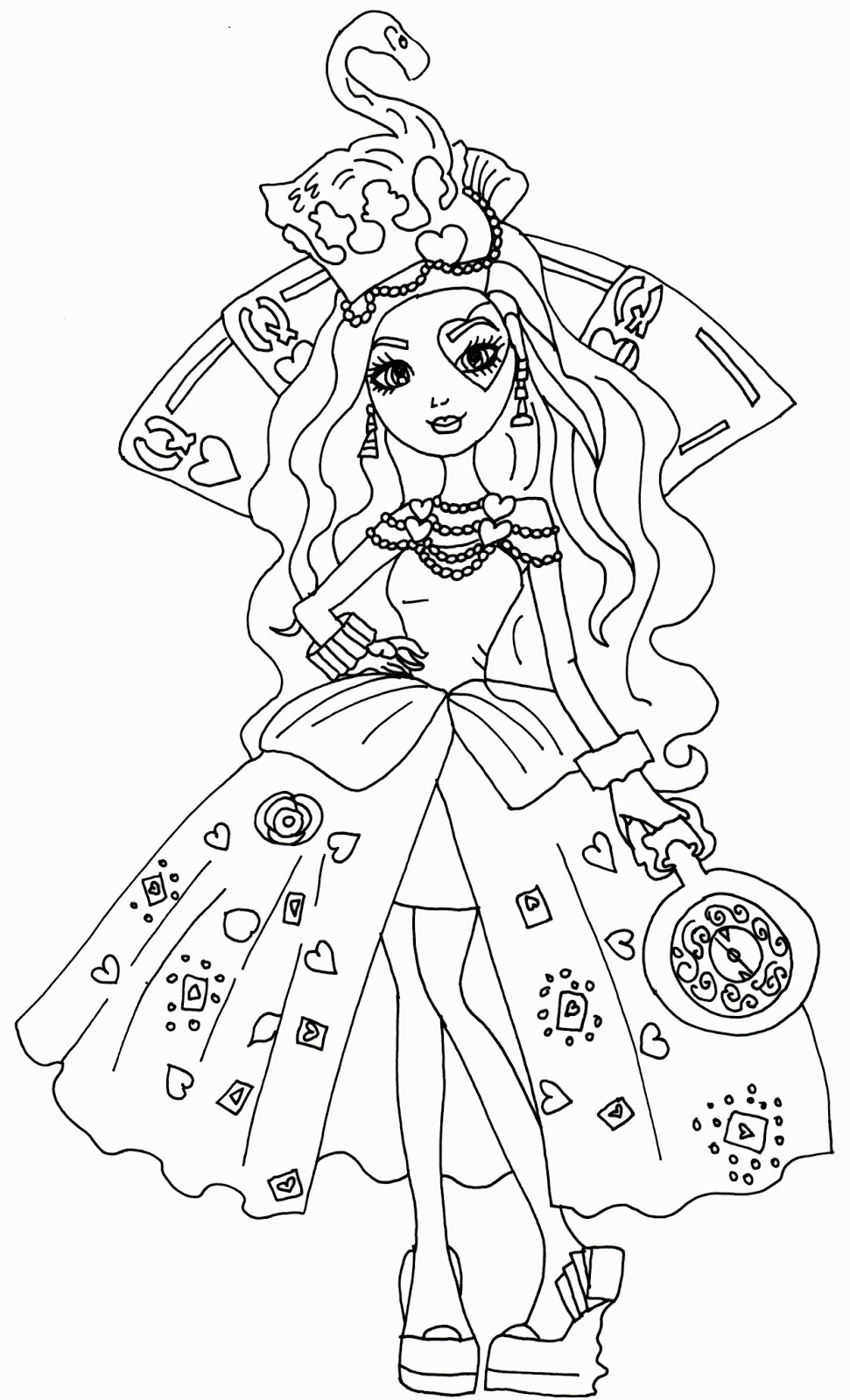 Free Printable Ever After High Coloring Pages: Lizzie Hearts Way
