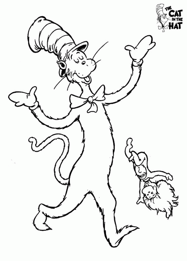 printable cat in the hat coloring sheet - Clip Art Library