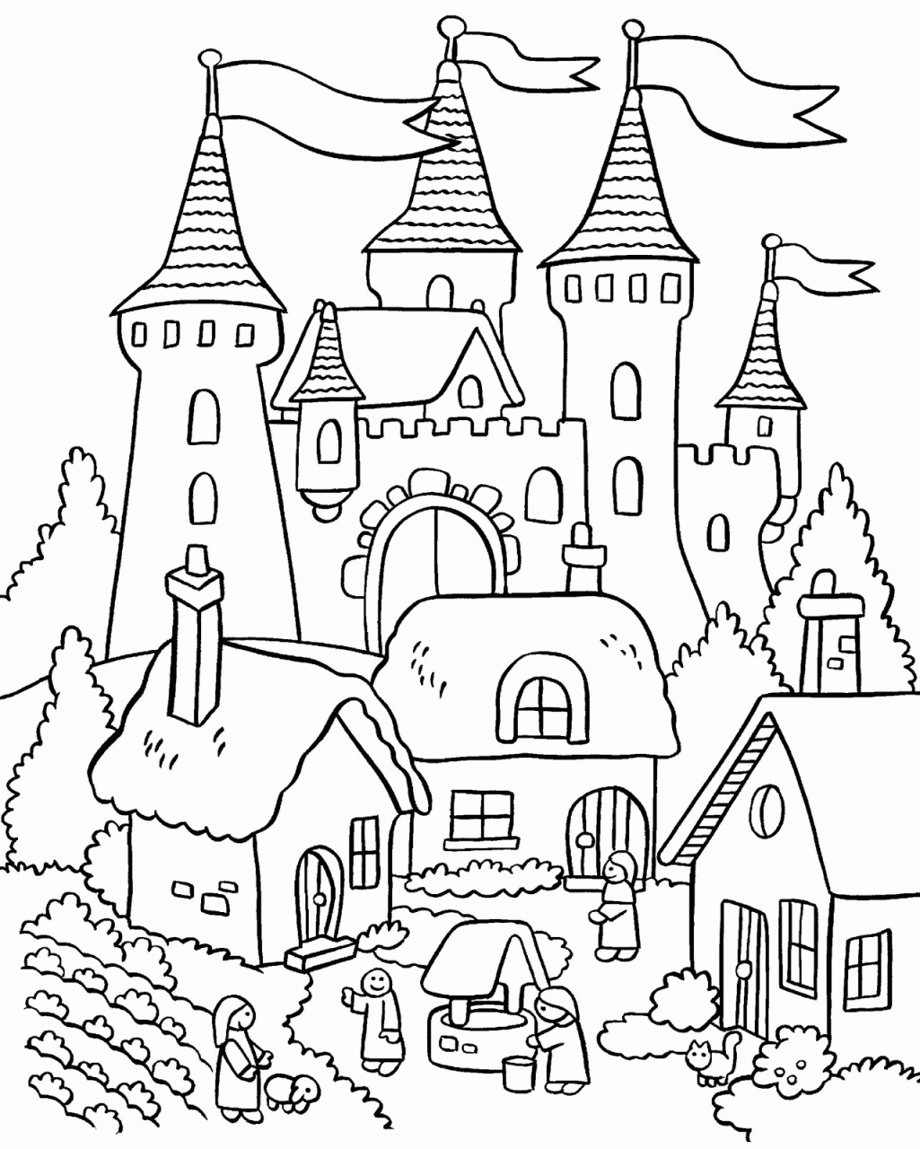 Easy House Coloring Page Clip Art Library