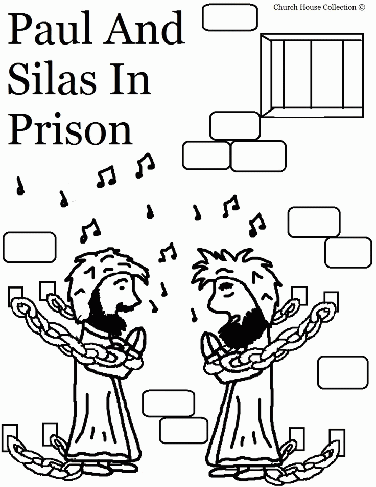 Paul And Silas in prison Coloring Page