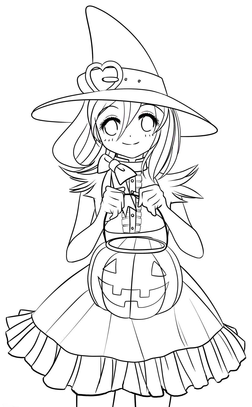 Halloween Girl Coloring Pages : Halloween Coloring Page Cute