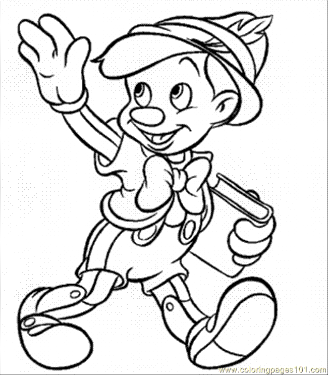 Coloring Pages Pinocchio Goes To School | free printable
