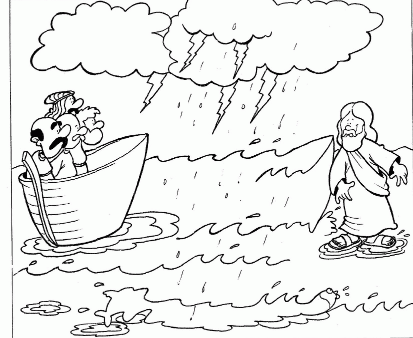 Jesus Walks On Water Coloring Page
