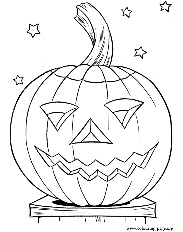 Halloween - Halloween pumpkin and some stars coloring page