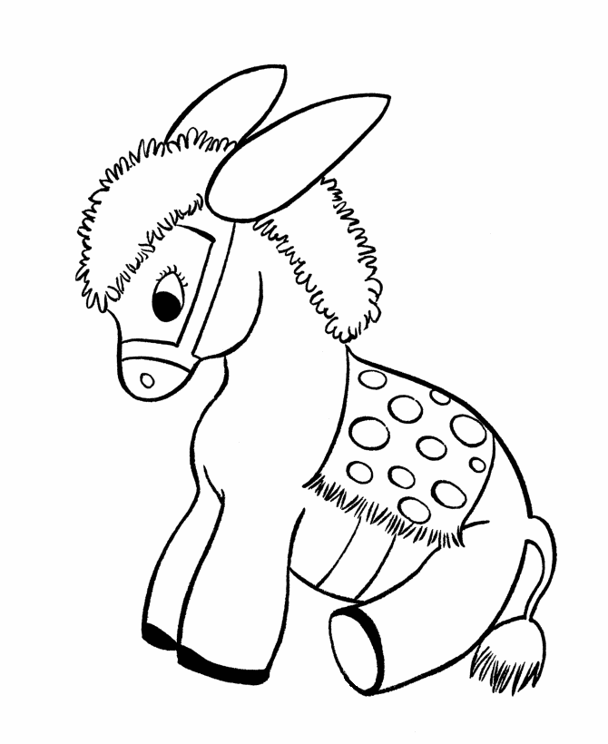 Farm Animal Coloring Pages | Printable Stuffed Donkey Coloring