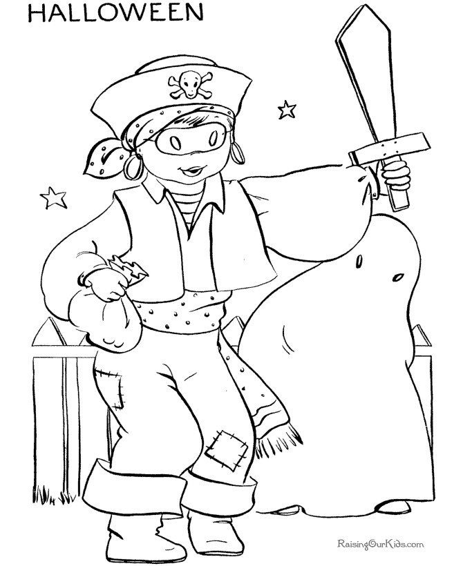 Fun Halloween costume coloring pages - Pirate