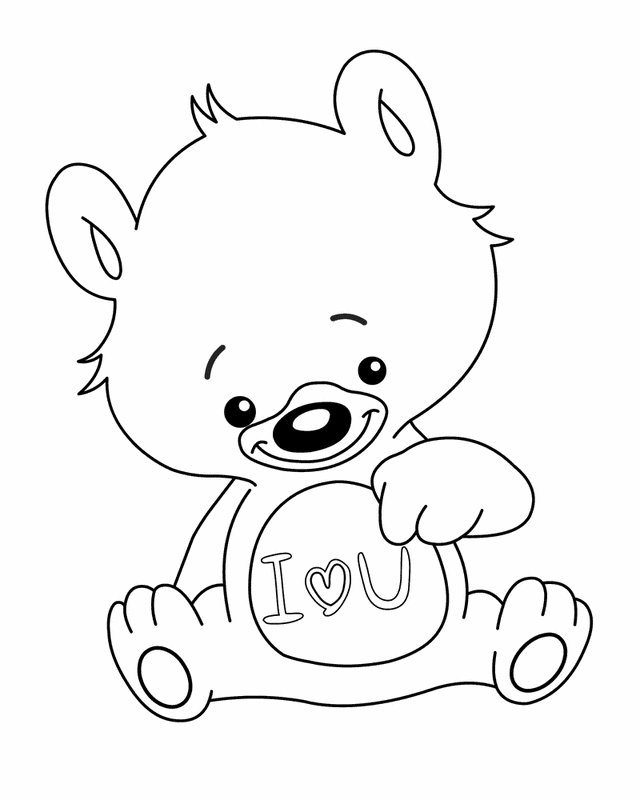 I Love You bear | Free Printable Coloring Pages