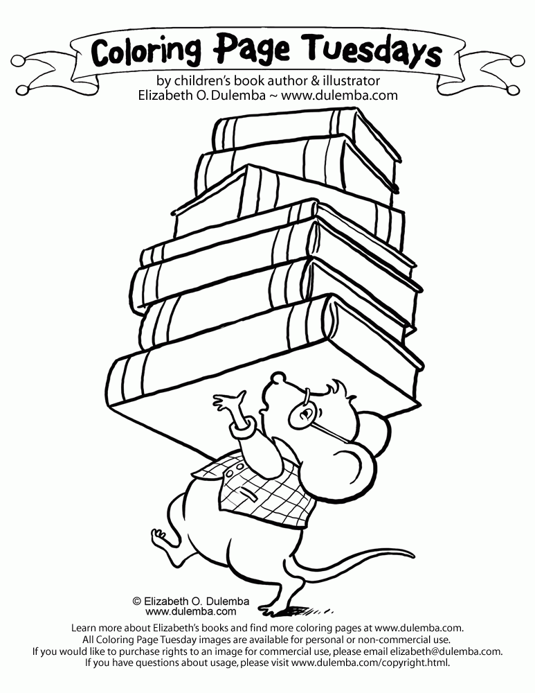  Coloring Page Tuesday - Library Mouse
