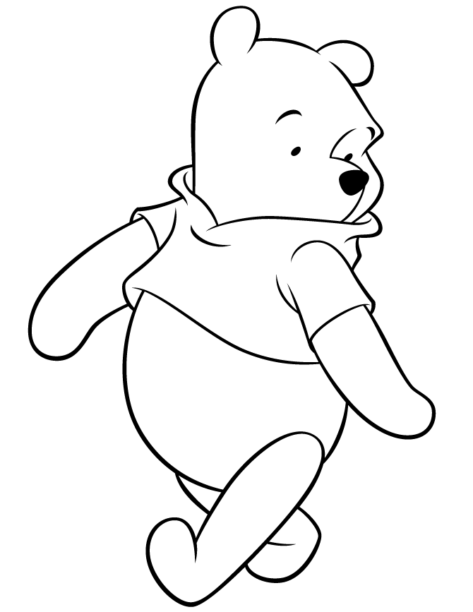 Disney Pooh Bear Walking Coloring Page | Free Printable Coloring Pages