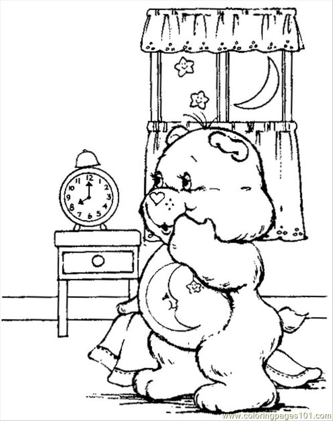 Coloring Pages Bed Time Care Bear (Mammals  Bear)| free printable
