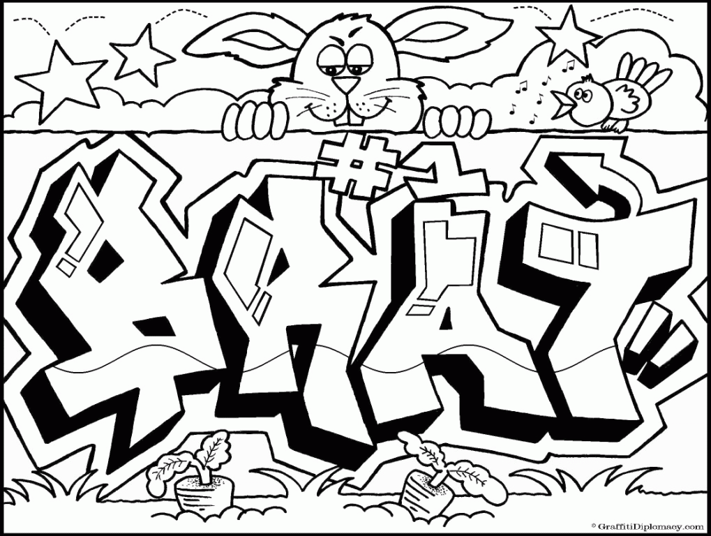 Words Coloring Page Cool Graffiti