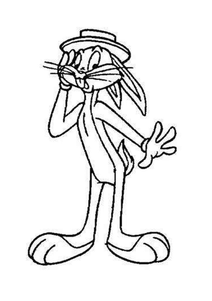 Bugs Bunny Wearing a Hat Coloring Pages Free | New Coloring Pages