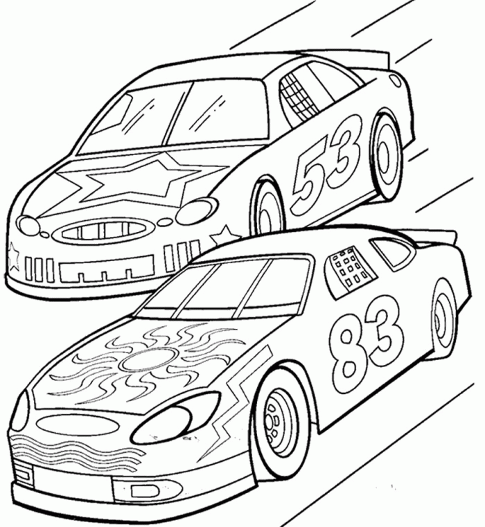 Race Car Coloring Pages Easy Let's Coloring The World