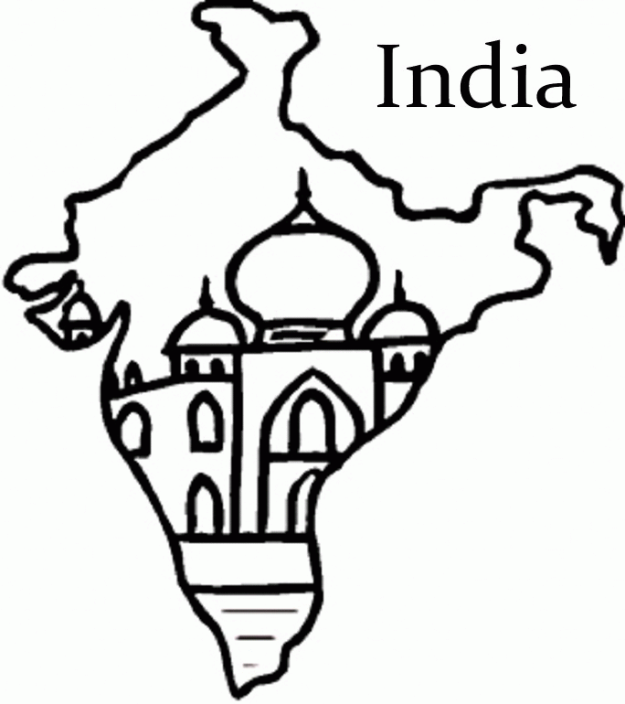 india flag and map Colouring Pages