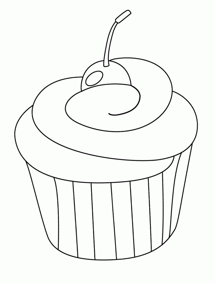 Cookie Coloring Pages : Cupcake With Cherry Coloring Page Kids