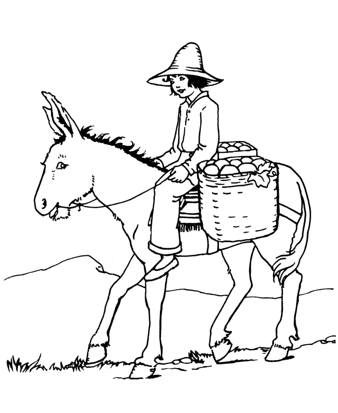 Donkey and Girls - Donkey Coloring Pages : 