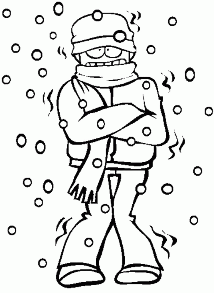 Winter Coloring Pages : Freezing On Winter Coloring Page Kids