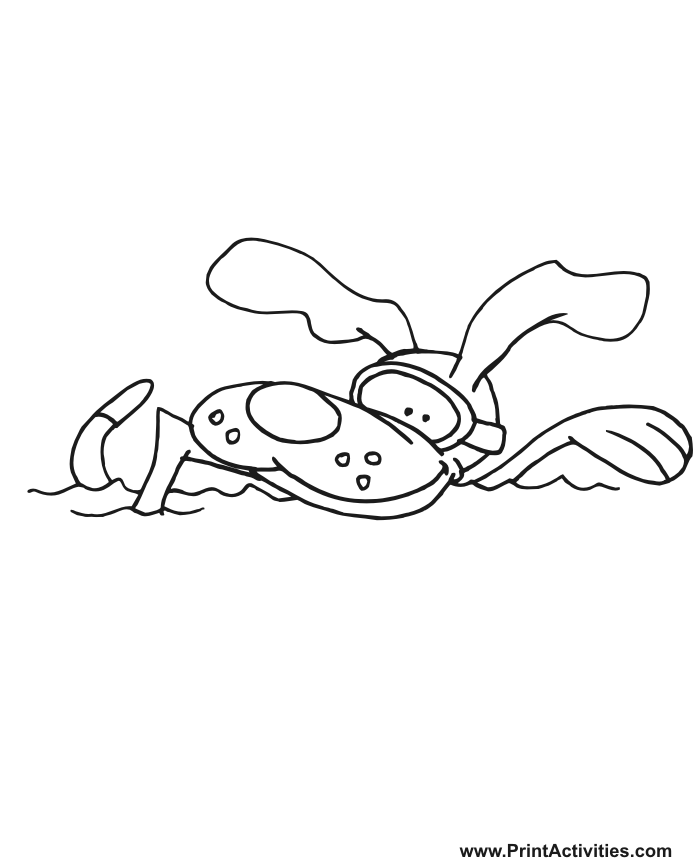 Dog Coloring Page | Swimming Dog