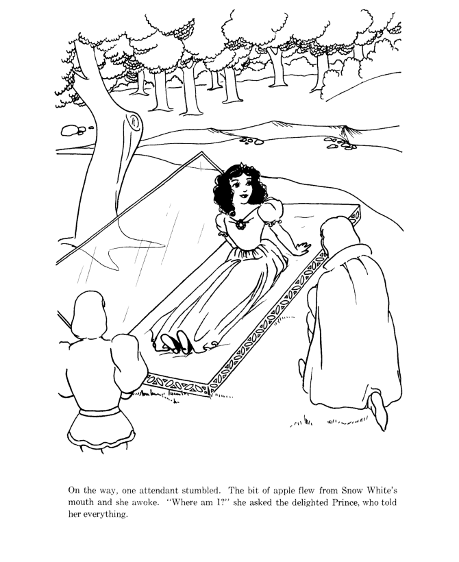 Snow White and the Seven Dwarfs fairy tale story coloring pages