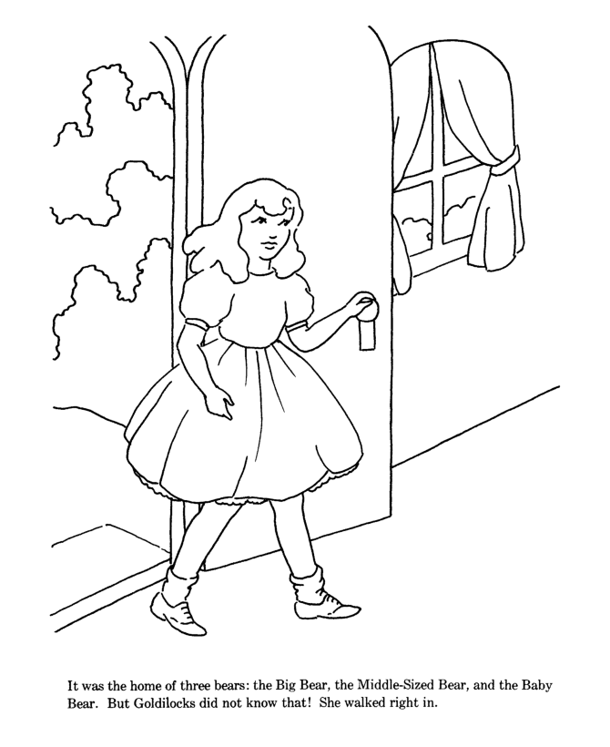 Goldilocks Three Bears Coloring Pages | Goldielocks Classic fairy