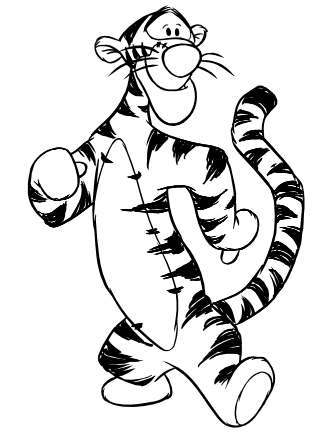 Tigger Posing With Thumbs Down Coloring Page | HM Coloring Pages
