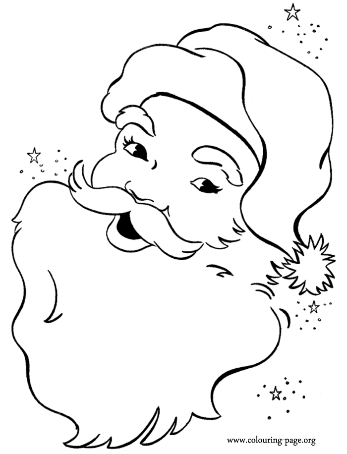 Christmas - Face of a happy Santa Claus coloring page