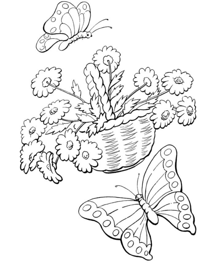Welcome Spring Coloring Pages Butterflies And Flowers - Spring day