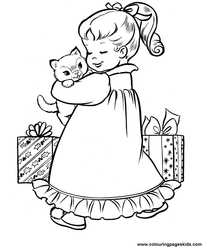 Free printable Christmas coloring sheets - Its a Kitten for kids