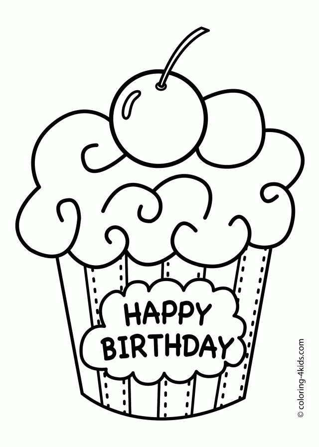Cake Happy Birthday Party Coloring Pages Muffin Coloring Pages